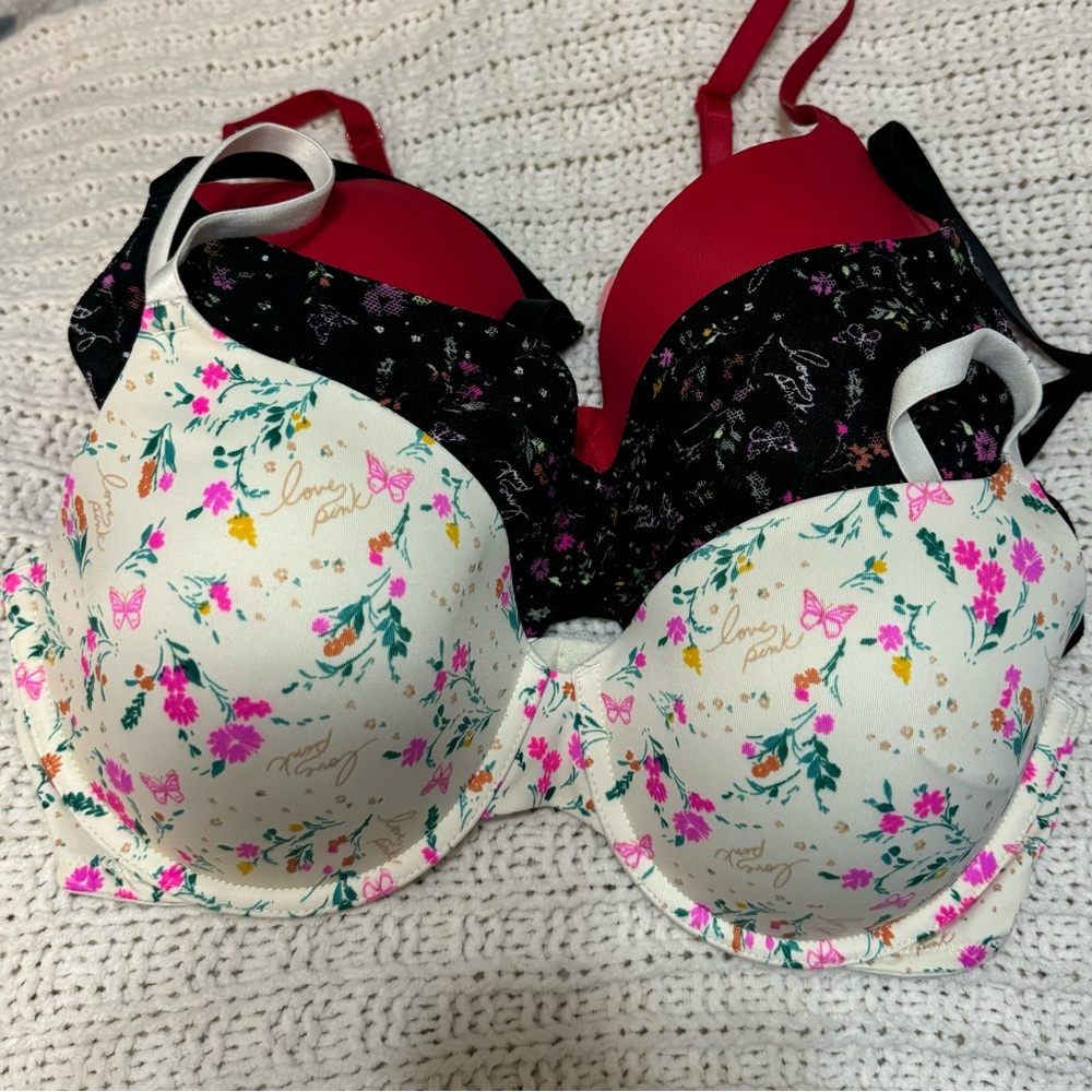Pink from Victorias Secret bras. Lot of 3. 34DD